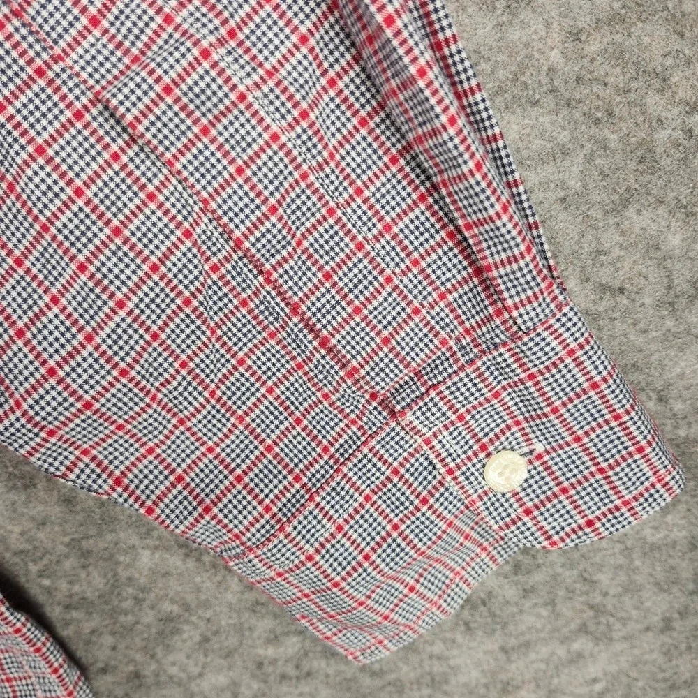 VTG Chaps Ralph Lauren Men Plaid Button Down Shirt Red Blue White Size XL Casual